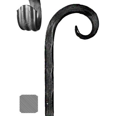 Kovaný prvek 12 x 12 mm, 200 x 75 mm, zdobený