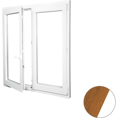 Aluplast Plastové okno dvoukřídlé zlatý dub/bílé 800 x 1100 mm Levé, Trojsklo Ug= 0,7