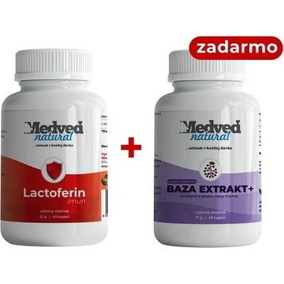 Medveď natural Lactoferin IMUN 60 kapsúl a Baza Extrakt+ 30 kapsúl