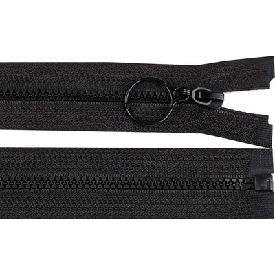 Kostěný zip 4 mm dělitelný s kroužkem délka 60 cm - 322 černá