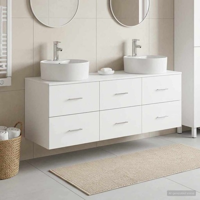 vidaXL Комплект шкафове за баня 3 бр. Бяло 62, 5 x 44, 5 x 50 см (3405867)
