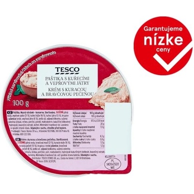 Tesco Krém s kuracou a bravčovou pečeňou 100 g