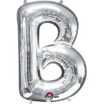 Amscan Мини фолиев балон буква B сребърен 33см