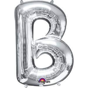 Amscan Мини фолиев балон буква B сребърен 33см
