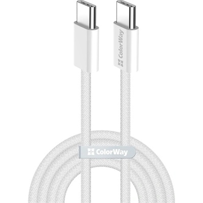 ColorWay Кабел Type-C CW-CBPDCC061-GR, памучна оплетка, PD Fast Charging 60W, 3.0A 1M сив (CW-CBPDCC061-GR)