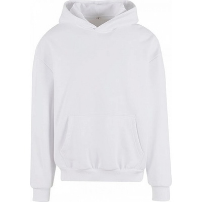 Build Your Brand Oversize mikina s kapucí a klokaní kapsou bílá