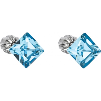 Pavona náušnice pecka s krystaly Swarovski čtverec 31065.3 modrý