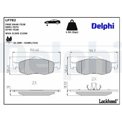 Sada brzdových platničiek kotúčovej brzdy DELPHI LP782