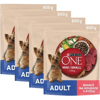 Purina One Mini/Small Adult hovädzie s ryžou 4 x 0,8 kg