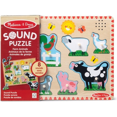 Melissa & Doug дървени пъзели със звуци на животни от фермата (6075218_FARM)