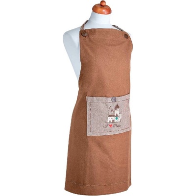GiftyCity Kuchyňská zástěra pánská béžová a hnědá výšivka Orloj