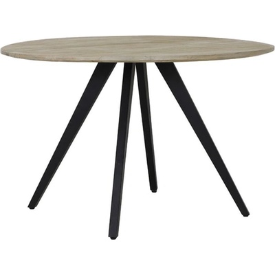 Light & Living Magnifera Kulatý jídelní stůl s dřevěnou deskou z mangového dřeva