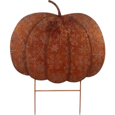 Velký kovový zahradní zápich dýně Pumpkin Rust - 77*3*93 cm - Clayre & Eef