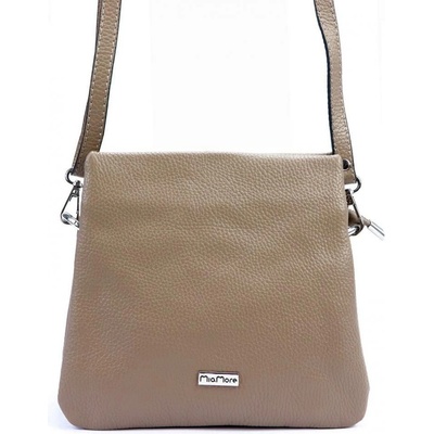 MiaMore kožená crossbody dámská kabelka se třemi oddíly taupe hnědá