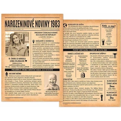 Narozeninové noviny 1983 - dvoustranné i jednostranné - E-mailem