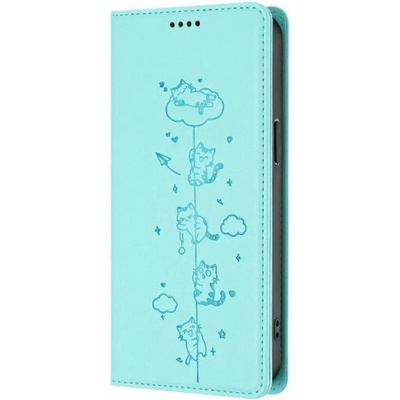 Mezzo Book RFID Honor Magic 8 Lite/X70/X9d vzor mačky zelený