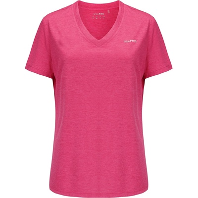 USA Pro Дамска тениска USA Pro Tech V Tee Ladies - Bright Pink