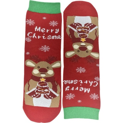 Vianočné bavlnené ponožky Merry-Corgi červené