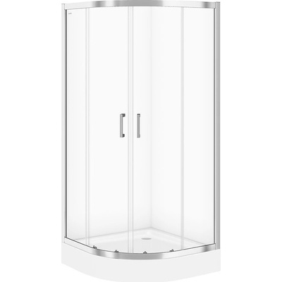 CERSANIT SET B162 čtvrtkruhový sprchový kou BASIC 90x185, transparent + vanička TAKO 90x16 S601-118