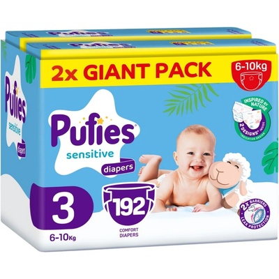 pufies Бебешки пелени Pufies Sensitive - Midi, размер 3, 6-10 kg, 192 броя, Giant Pack (54000214)