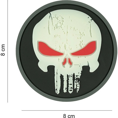 Gumová nášivka 101 Inc Punisher Red Eyes Glow - svietiací