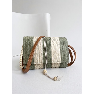 Crossbody kabelka na leto zelená slamená