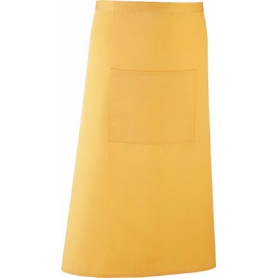 Premier Workwear Keprová dlouhá barmanská zástěra s velkou kapsou žlutá slunečnicová Pantone 136c 90x80cm PW158