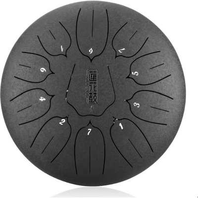 Tongue drum 12' 30cm 11 tónů C-dur černý s příslušenstvím.