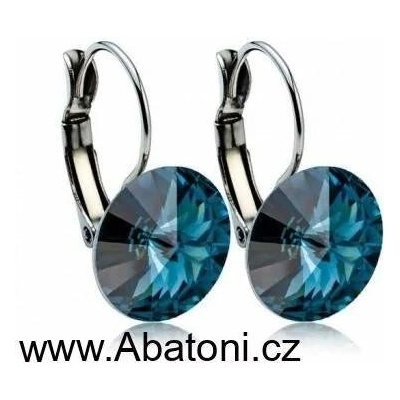 Swarovski Elements Rivoli vlepený krystal stříbrné náušnice visací modré kulaté 31106.3 Montana Blue modrá tmavá indigo kobaltová