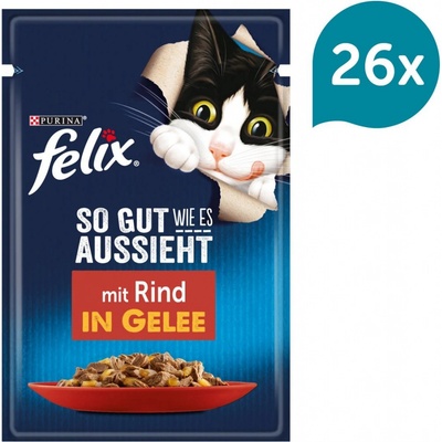 Felix chutná tak dobře jak vypadá Pochoutka v želé s hovězím 26 x 85 g