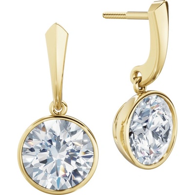 DF dámske náušnice 6415, žluté zlato s laboratorními diamanty o celkové váze 6.00 ct VS1/F