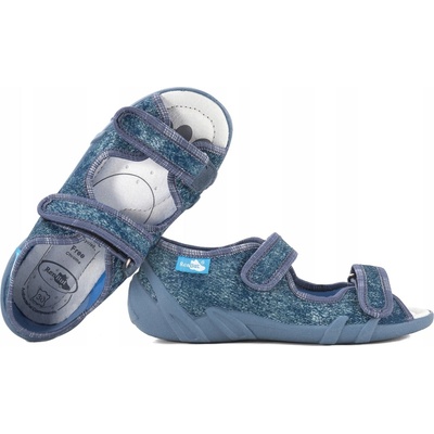 Renbut 33-378 Domáca obuv textilná papuče na suchý zips Jeans