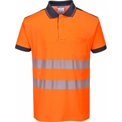 Portwest T180 PW3 Hi-Vis Reflexná polokošeľa oranžová/čierna 2XL