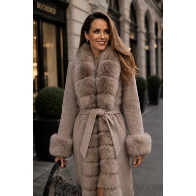 Max Original Leather Vlnený kabát s kožušinou 210021A brown