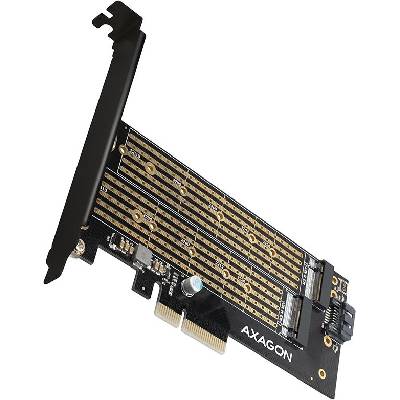 AXAGON slot adaptér do PCIe x4 na M.2 NVMe M-KEY nebo SATA B-KEY / PCEM2-D / low-profile