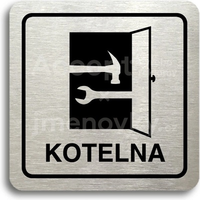 ACCEPT Piktogram kotelna - stříbrná tabulka - černý tisk