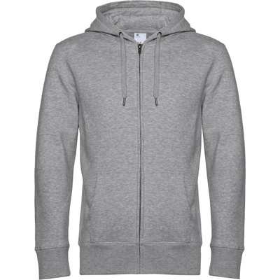 B&C mikina KING Zipped Hood s kapucí a zipem Melír šedá