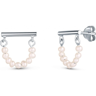 JwL Luxury Pearls Minimalistické strieborné náušnice s pravými perlami JL0830