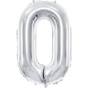 Party Deco Фолиев Балон Цифра, Сребро - 86см - 0 (fb1m-0-018)
