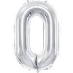 Party Deco Фолиев Балон Цифра, Сребро - 86см - 0 (fb1m-0-018)