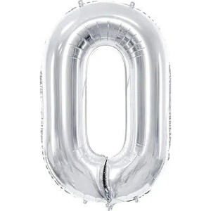 Party Deco Фолиев Балон Цифра, Сребро - 86см - 0 (fb1m-0-018)