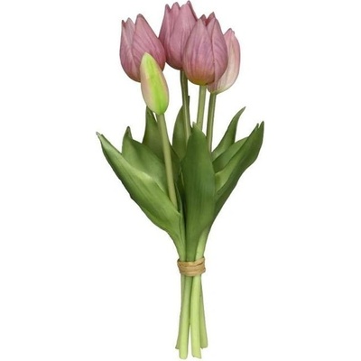 Kytice 5ks fialových realistických tulipánů Tulips - 26 cm - Posiwio