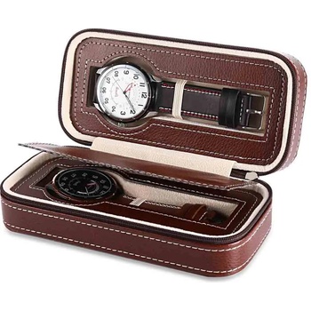 Image 1 of Стилен кожен калъф за 2 часовника