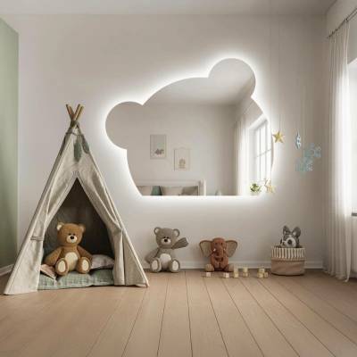Alfaram Zrcadlo do dětské koupelny s podsvícením PANDA LED 110x90