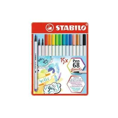 Stabilo Pen 68 brush 15 ks sada v plechu
