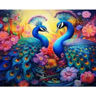 Norimpex - Puzzle Diamant painting: Peacock meeting 30x40cm - 1 - 39 piese