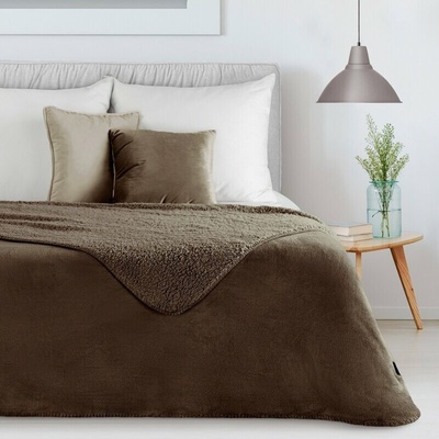 Takoy Deka 200x220 tmavě hnědá z měkkého flísu s beránkovou strukturou TEDY-HF-476267 | 200 x 220 cm