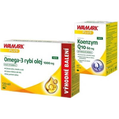 Walmark Omega-3 Forte 1000 mg 120+60 tablet + Walmark Koenzym Q10 Forte 60 mg 60 kapslí