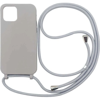 SES Gumové ochranné so šnúrkou na krk Apple iPhone XR - sivé