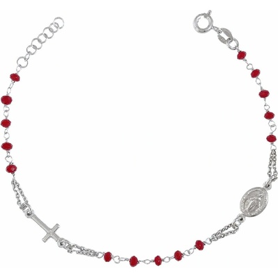 INFINITYSILVER Stříbrný náramek růženec červený N8010521521